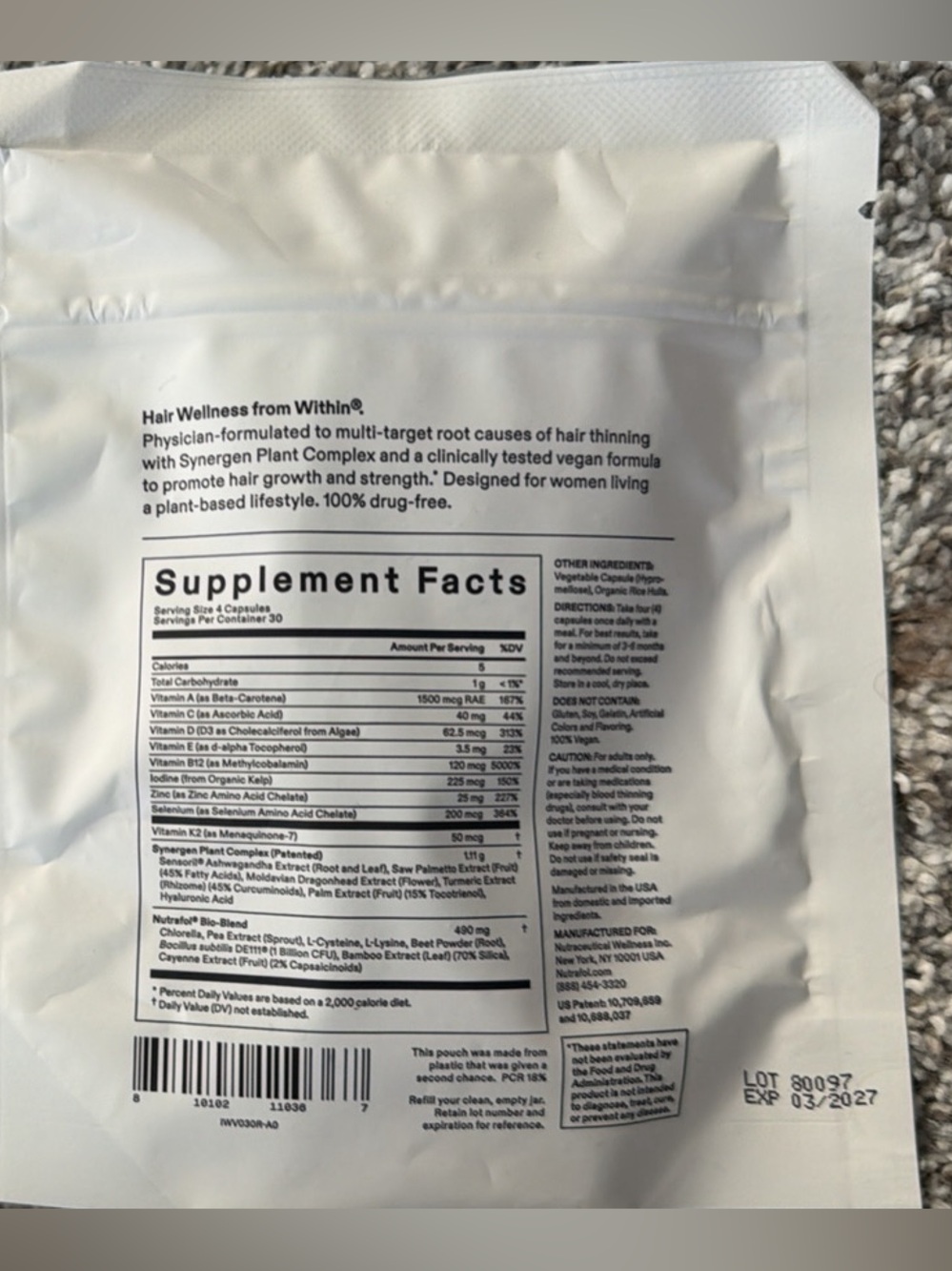 Nutrafol Women’s Vegan Hair Supplements -7 months worth - Picture 3 of 3